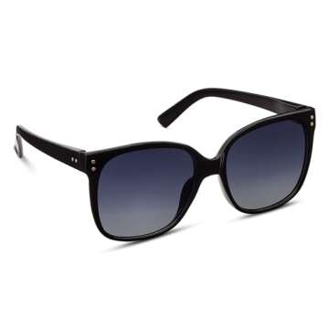 Peepers by PeeperSpecs Women's Poolside Polarized Sunglasses Square, Black, No Correction
