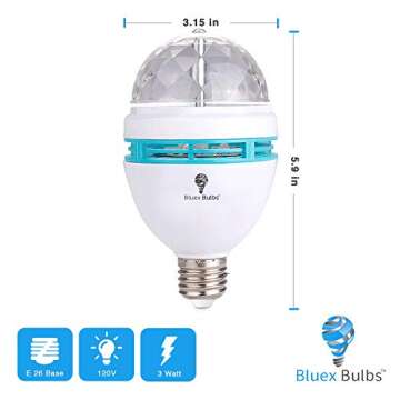 4 Pack Color Rotating Bulb E26, RGB Color Changing Party LED Bulbs Colored LED Strobe Light Bulb Mul...