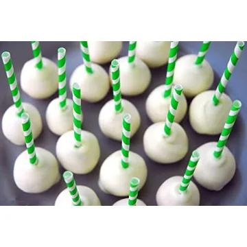 Biodegradable Green Striped Paper Straws for Parties