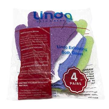 Linda Exfoliating Bath Gloves, Pack of 4