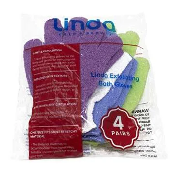 Linda Exfoliating Bath Gloves, Pack of 4
