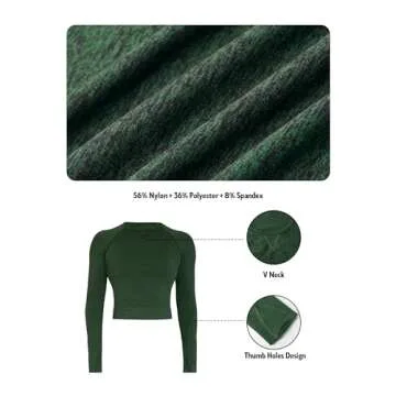 FRESOUGHT Long Sleeve Crop Neck Tops for Women Workout Crop Top Backless Gym Yoga T Shirts Open Back...