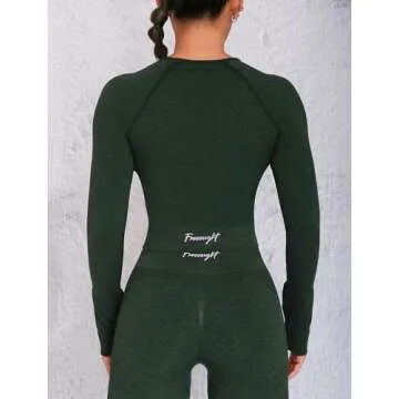 FRESOUGHT Women's Long Sleeve Crop Workout Top - Open Back