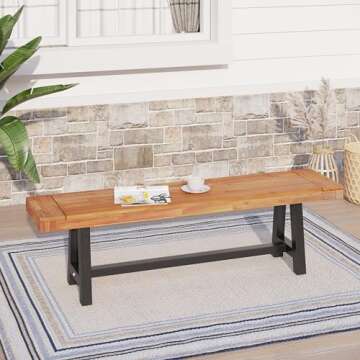 Sophia & William Outdoor Bench Garden Bench Wood 63", Patio Dining Bench Weatherproof, Wooden Park F...