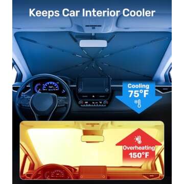 Zanch 2025 Upgraded Car Windshield Sun Shade with Flexible Handle