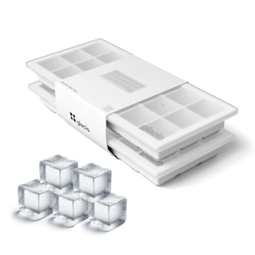 Glacio Small Ice Cube Silicone Trays - Covered Flexible Ice Molds with Lids - Set of 2