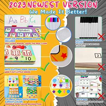 HeyKiddo Toddler Busy Book, New Upgraded Autism Toys for Kids, Preschool Activity Binder for Autism & Special Needs, Drawing/Educational Book for Home School Learning