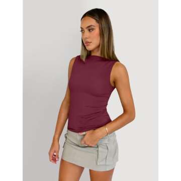 SUNBS 3 Pack Tank Tops for Women 2025 Summer Going Out Y2K Cute Clothes Sleeveless Casual Basic Tube Shirts Fashion Outfits WineRed White Black M