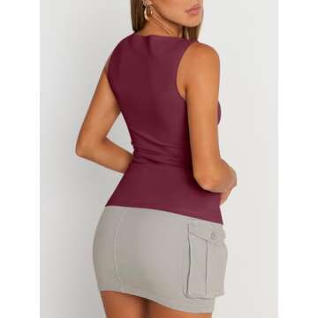 SUNBS 3 Pack Tank Tops for Women 2025 Summer Going Out Y2K Cute Clothes Sleeveless Casual Basic Tube Shirts Fashion Outfits WineRed White Black M