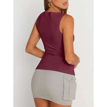 SUNBS 3 Pack Tank Tops for Women 2025 Summer Going Out Y2K Cute Clothes Sleeveless Casual Basic Tube Shirts Fashion Outfits WineRed White Black M