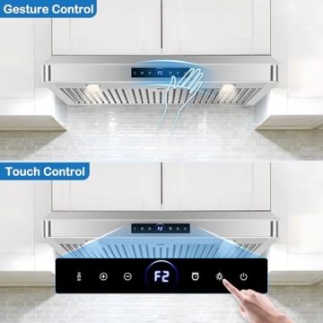 36 inch Under Cabinet Range Hood 1200 CFM with 4-Speed Gesture Sensing & Touch Control, Stainless St...