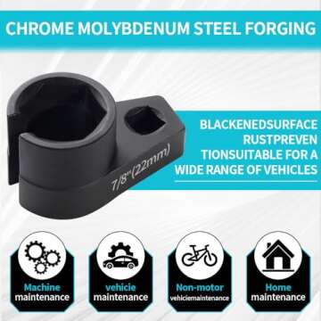 Lemxily Offset O2 Sensor Socket, 7/8-Inch (22mm) with 3/8-Inch Drive, Universal Fit for Vehicle Oxygen Sensor Removal