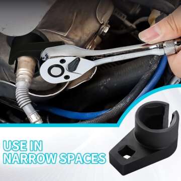 Lemxily Offset O2 Sensor Socket, 7/8-Inch (22mm) with 3/8-Inch Drive, Universal Fit for Vehicle Oxygen Sensor Removal