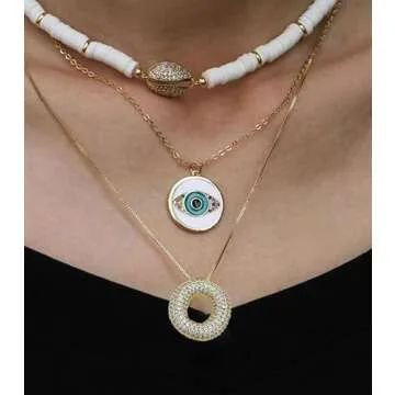 Bubble Letter Necklace Gold For Women, Cubic Zirconia Balloon Initial Alphabet Pendant 18k Gold Plat...