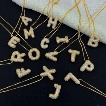 Bubble Letter Necklace Gold for Women, Gift Jewelry with Meaningful Charm