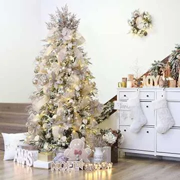 Sea Team 60mm/2.36" Shatterproof Clear Plastic Christmas Ball Ornaments Set with Glitter Painting, Transparent, See-Through, Crystal Baubles, Xmas Tree Decorations (30 Counts, Champagne)