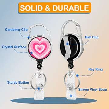 Plifal Badge Holder with Retractable Reel, Heart ID Name Tag Work Badge Clip Heavy Duty Vertical Car...