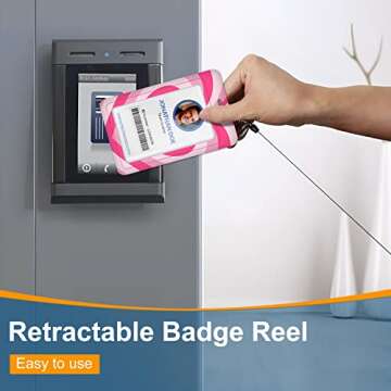 Plifal Badge Holder with Retractable Reel, Heart ID Name Tag Work Badge Clip Heavy Duty Vertical Card Protector Cover Case for Work Office Nurse Medical Student Teacher Women