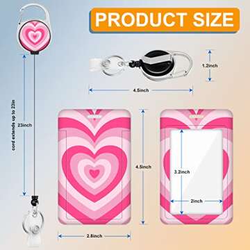 Plifal Badge Holder with Retractable Reel, Heart ID Name Tag Work Badge Clip Heavy Duty Vertical Card Protector Cover Case for Work Office Nurse Medical Student Teacher Women