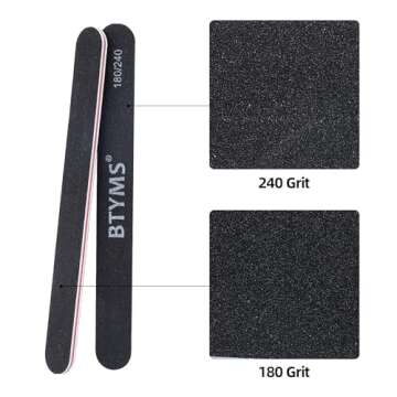 BTYMS 25 Count 180/240 Grit Nail Files for Natural Nails, Double Sided Emery Boards Fine Grit Nail B...