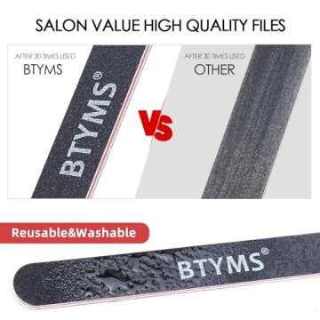 BTYMS 25 Count 180/240 Grit Nail Files for Natural Nails, Double Sided Emery Boards Fine Grit Nail Buffing Files