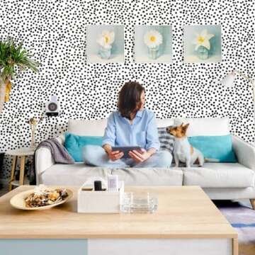 Jeweluck Peel and Stick Polka Dot Wallpaper for Home Decor