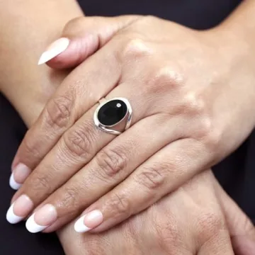 Buy JEWELOPORIUM Black Onyx Silver Ring Size 5.5