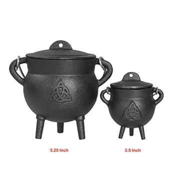 5.25" Triquetra Cast Iron Cauldron for Rituals and Smudging