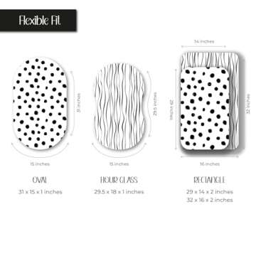 Bassinet Sheet Set 2 Pack 100% Jersey Cotton Black and White Abstract Stripes and Dots by Ely's & Co