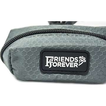 Friends Forever Dog Poop Bag Holder for Leash with Waste Bag Dispenser, Small Zipper Pouch with Dog Leash Attachment