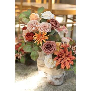 Serra Flora Artificial Flowers Combo Box Set Faux Flowers Bulk Flower Leaf with Stems for DIY Wedding Bouquets Centerpieces Baby Shower Party Home Decorations