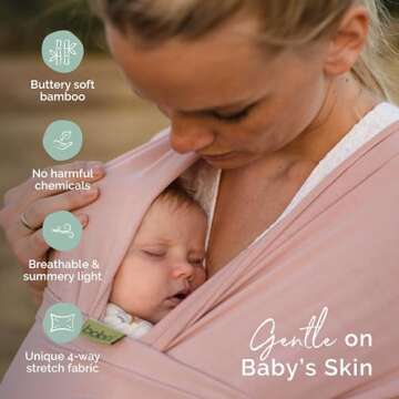 Boba Baby Wrap Carrier - Original Baby Carrier Wrap Sling for Newborns - Baby Wearing Essentials - Newborn Wrap Swaddle Holder, Newborn to Toddler Infant Sling (Serenity Bloom)