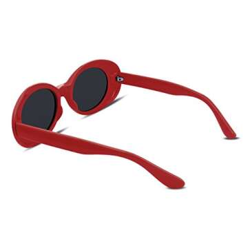 FEISEDY Sunglasses White Oval Clout Goggles for Women Men Retro Round Trendy Rimmed Clueless Costume Frame B2253