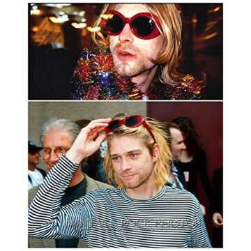 FEISEDY Sunglasses White Oval Clout Goggles for Women Men Retro Round Trendy Rimmed Clueless Costume Frame B2253