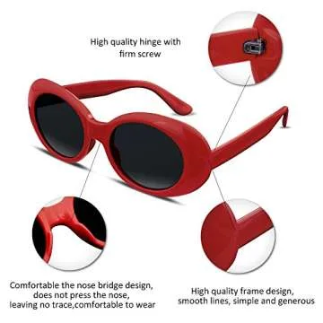 FEISEDY Sunglasses White Oval Clout Goggles for Women Men Retro Round Trendy Rimmed Clueless Costume Frame B2253