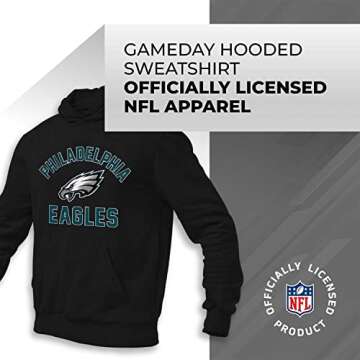 Team Fan Apparel NFL Adult Gameday Hooded Sweatshirt - Poly Fleece Cotton Blend - Stay Warm and Represent Your Team in Style (Philadelphia Eagles - Black, Medium)