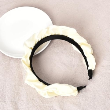 ShiQiao White Satin Wide Headband for Women - Fashionable Hair Accessories