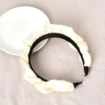 ShiQiao White Satin Wide Headband for Women - Fashionable Hair Accessories