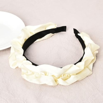 ShiQiao White Satin Wide Headband for Women - Fashionable Hair Accessories