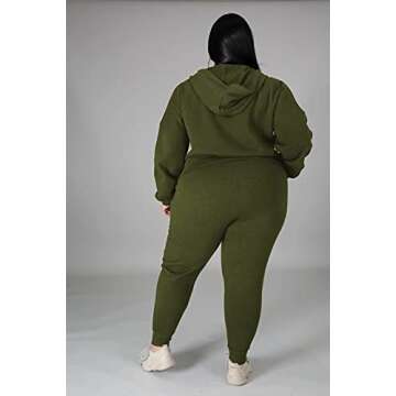 Tycorwd Plus Size Two Piece Sweatsuit Dark Green 4XL