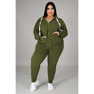 Tycorwd Plus Size Two Piece Sweatsuit Dark Green 4XL