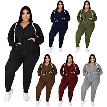 Tycorwd Plus Size Two Piece Sweatsuit Dark Green 4XL