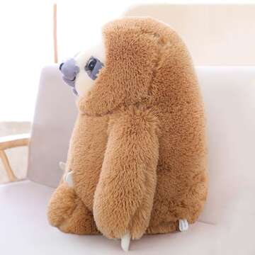 Winsterch Large Fluffy Sloth Stuffed Animal,Plush Stuffed Animals,Big Stuffed Plush Sloth Toy,Birthday Christmas for Kids Boys Girls,Cute Sloth Plushies Toy