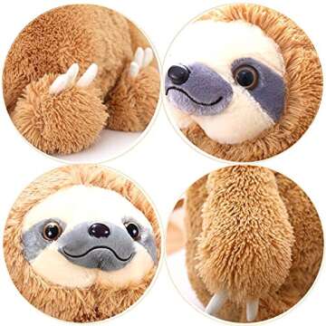 Winsterch Large Fluffy Sloth Stuffed Animal,Plush Stuffed Animals,Big Stuffed Plush Sloth Toy,Birthday Christmas for Kids Boys Girls,Cute Sloth Plushies Toy