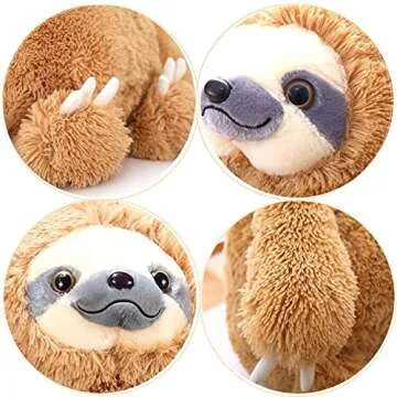 Winsterch Large Fluffy Sloth Stuffed Animal,Plush Stuffed Animals,Big Stuffed Plush Sloth Toy,Birthday Christmas for Kids Boys Girls,Cute Sloth Plushies Toy
