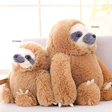Winsterch Large Fluffy Sloth Stuffed Animal,Plush Stuffed Animals,Big Stuffed Plush Sloth Toy,Birthday Christmas for Kids Boys Girls,Cute Sloth Plushies Toy
