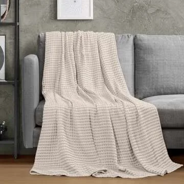 Utopia Bedding Khaki 100% Cotton Waffle Blanket 300 GSM [King - 90x108 Inch] Soft Lightweight Breathable Bed Blanket for All Season