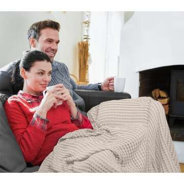 Utopia Bedding Khaki 100% Cotton Waffle Blanket 300 GSM [King - 90x108 Inch] Soft Lightweight Breathable Bed Blanket for All Season