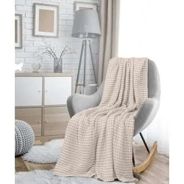 Utopia Bedding Khaki 100% Cotton Waffle Blanket 300 GSM [King - 90x108 Inch] Soft Lightweight Breathable Bed Blanket for All Season