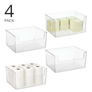 mDesign Large Modern Plastic Open Front Dip Storage Organizer Bin Basket for Bathroom Organization -...